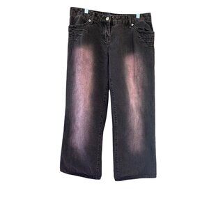 I.AM.GIA Womens Small Distressed Purple Wide Leg Denim Jeans Low Rise Ombre Effe